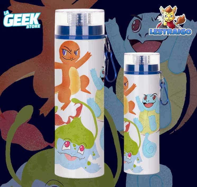Botella - Bulbasaur, Charmander y Squirtle