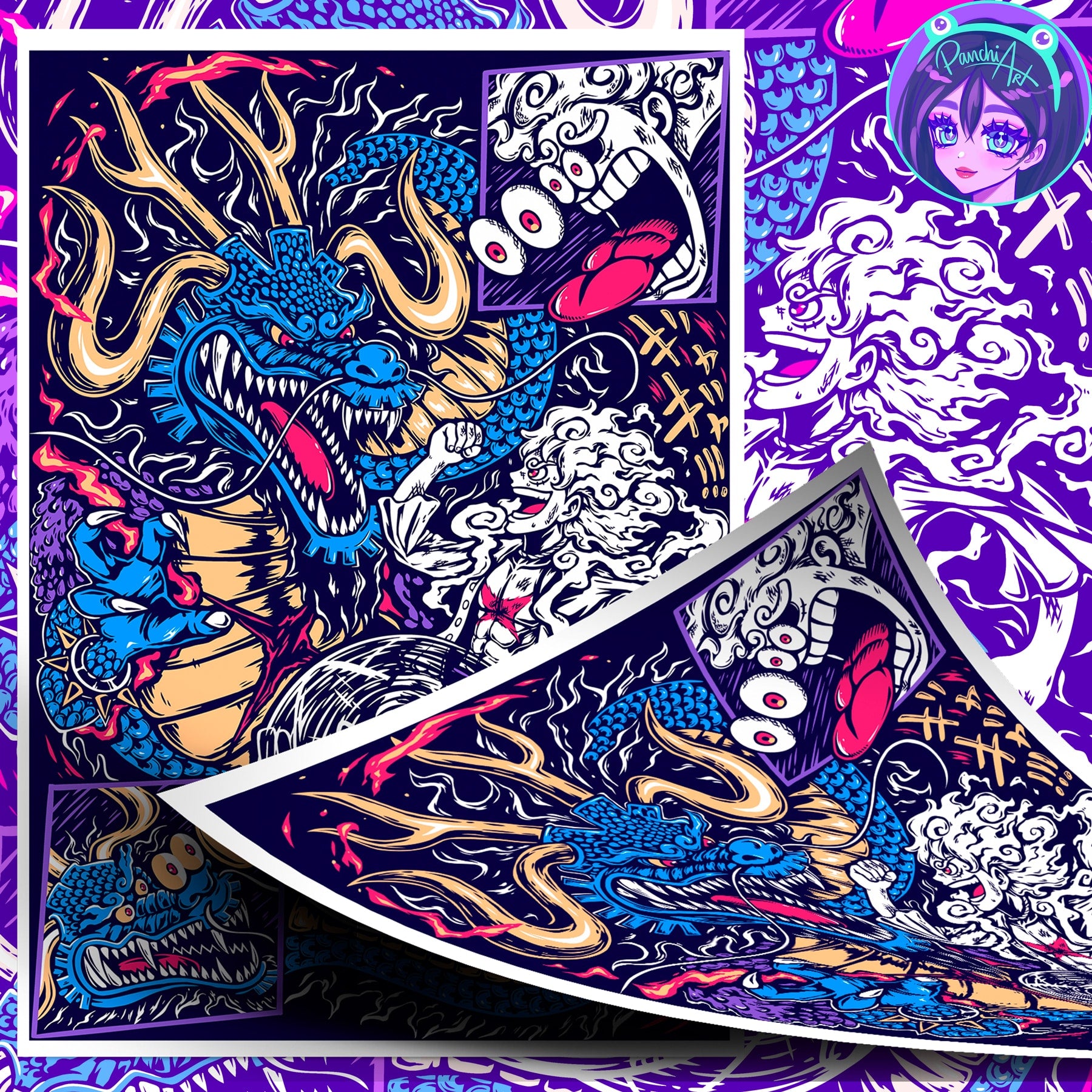 Póster Luffy Gear 5 vs Kaido - One Piece - Panchi Art