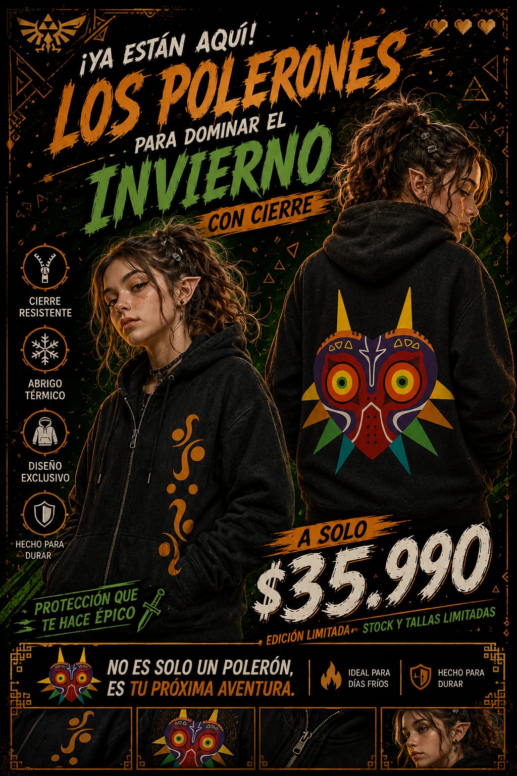 Poleron - Hoddies The Leyend of Zelda con cierre