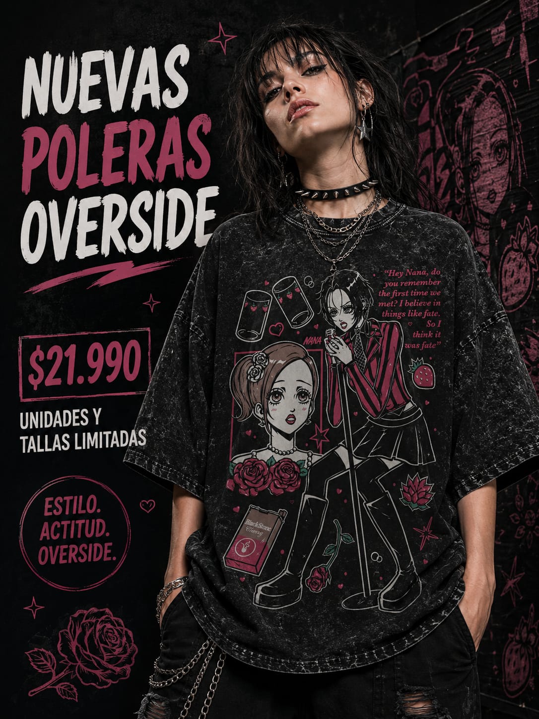 Polera Nana  Overside acid wash