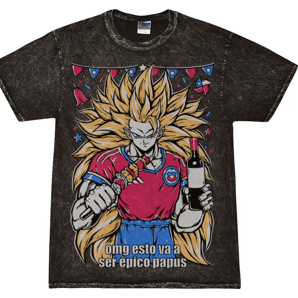 Polera Oversize Acid Wash Goku fiestas patrias